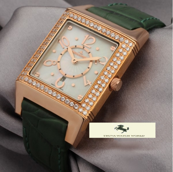 HK1138 JAEGER LE COULTRE REVERSO SQUADRO YEŞİL TAŞLI BAYAN SAATİ