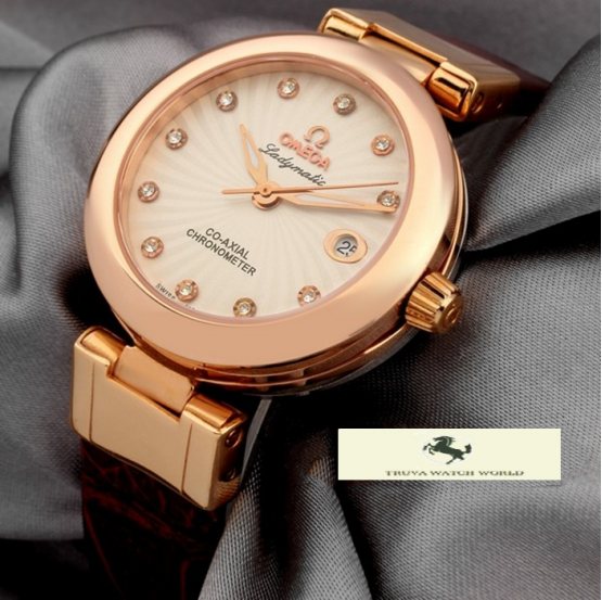 HK1146 OMEGA LADYMATİC TAŞLI GOLD KASA BAYAN SAATİ
